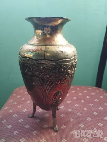 Посребрена метална ваза в стил арт деко, снимка 2 - Други ценни предмети - 48824403