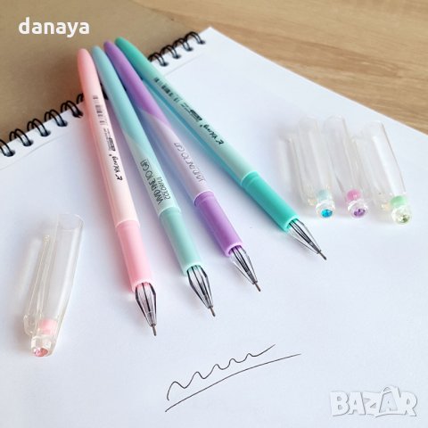 1643 Химикал тънкописец с диамант в капачката, черно мастило, снимка 2 - Ученически пособия, канцеларски материали - 29841722