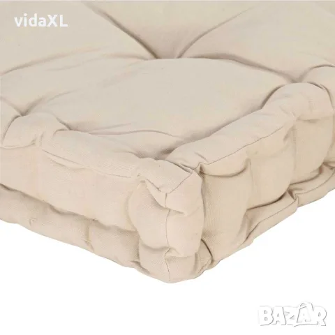 vidaXL Палетна възглавница за под, памук, 120x40x7 см, бежова, снимка 7 - Възглавници - 56147662