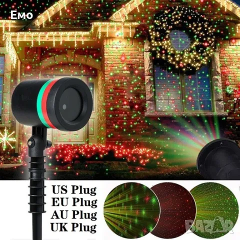 Промоция: Лазерен прожектор. Проектор за Коледна украса "Коледна лазерна лампа с Празнична светлина", снимка 2 - Прожектори - 47855102