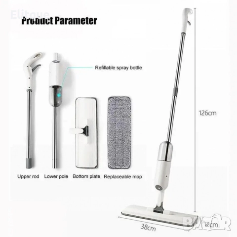 Почистващ и дезинфекциращ плосък спрей моп, снимка 9 - Други стоки за дома - 52596909