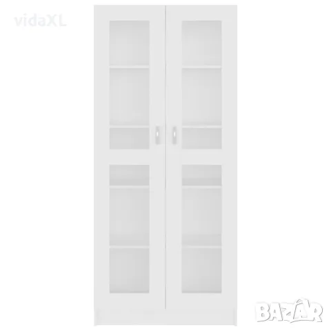 vidaXL Шкаф витрина, бял, 82,5x30,5x185 см, инженерно дърво, снимка 5 - Секции и витрини - 56147843
