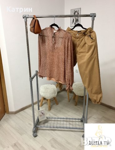 Уникално съчетан дамски комплект от 3 части- риза, панталон и мини чанта, М р-р, снимка 4 - Комплекти - 42193490