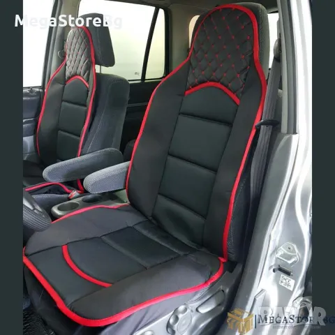 Комплект универсални калъфи за предни седалки - 2бр/к-т - черно с червено