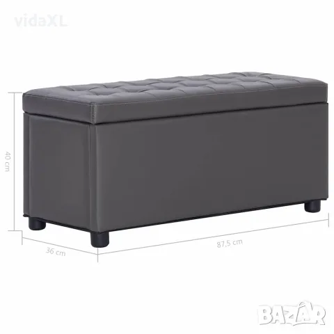 vidaXL Табуретка ракла, 87,5 см, сива, изкуствена кожа, снимка 5 - Ракли - 56146479