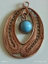 Старинен сребърен филигранен медальон с тюркоаз 41329, снимка 2