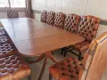Оригинален луксозен комплект 12 Chesterfield стола с маса от махагон, снимка 8