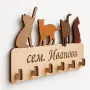 Персонализирана дървена закачалка за ключове с котки, снимка 2