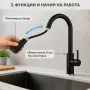 Черен кухненски смесител с изтеглящ се чучур, висок дизайн 38 см, гъвкав обхват и лесен монтаж, снимка 7