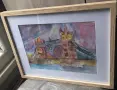 Tower Bridge – оригинална акварелна картина с рамка и паспарту, снимка 6