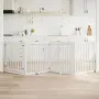 vidaXL Сгъваема преграда за кучета с врата 4 панела бял 320 см топола, снимка 2