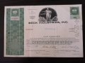 Сертификат за притежание на 100 акции (САЩ) | Beck Industries Inc. | 1970г.