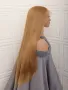 80 см дълга права медено руса перука с дантела 13*4*1, снимка 4