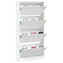 vidaXL Шкаф за обувки с 4 флип чекмеджета бял 80x21x163,5 см, снимка 4
