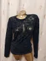 М Черна еластична прозрачна блуза с релефни кадифени цветя , снимка 1