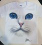 Нова детска тениска с 3D принт Котка със сини очи, снимка 2