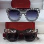 Gucci дамски слънчеви очила с камъни тип котка