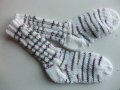 плетени чорапи бяло/шарено, ходило 17, конч 18, снимка 1