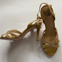 Златни сандали с камъчета, снимка 3 - Сандали - 34333385