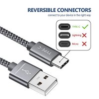 JSAUX USB A 3.0 към USB-C кабел за бързо зареждане, найлонова оплетка, 100 см, снимка 2 - USB кабели - 40126410