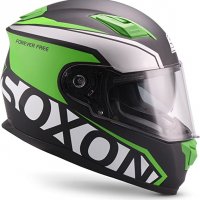 Спортна каска за мотор Soxon ST-1000 с пълно лице, интегриран сенник XXL(63-64см), зелена, снимка 5 - Аксесоари и консумативи - 36884666