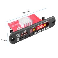 МП 3 плеър за вграждане 2*60W с Bluetooth 5.0, DC 8V-24V, папки, SD card, Fm, USB, AUX in, снимка 3 - Аудиосистеми - 40670626