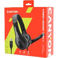 Слушалки с микрофон CANYON CNS-CHSU1B Черни, Тип Over the Ear, USB Stereo headphones, снимка 5 - Слушалки и портативни колонки - 36642521