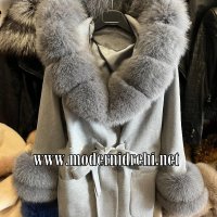 Дамско луксозно палто кашмир вълна и лисица код 315, снимка 1 - Палта, манта - 39388210