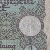 Райх банкнота 1 марка 1920г. Германия перфектна за колекция 28202, снимка 4 - Нумизматика и бонистика - 37144548
