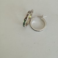 Сребърни обеци халки с цветен седеф. Сребро проба 925. , снимка 4 - Обеци - 38379918