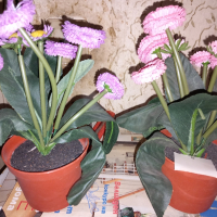 лилаво и розово цветя в малка кашпа 23 см., снимка 2 - Декорация за дома - 44650308
