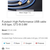 Furutech High Performance USB cable A-B type, GT2-B-3.6M, снимка 1 - Други - 42792675