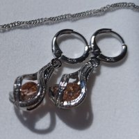 Дамски комплект синджирче, висулка и обеци с камък, щампа 925 сребро, снимка 9 - Бижутерийни комплекти - 36939238