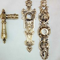 Царска старинна барокова луксозна брава от месинг-шилд ,ретро дръжка, винтидж обков, снимка 2 - Декорация за дома - 22329439
