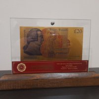 Сувенири златни банкноти в стъклена поставка и масивно дърво, снимка 4 - Други ценни предмети - 38485585