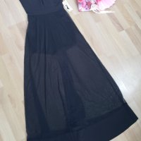 Черна рокля с воал /банел и подплънки/, снимка 1 - Рокли - 30554940