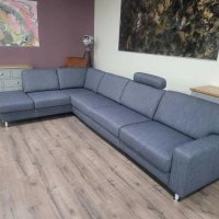 Сив ъглов диван от плат с фунция сън ZE-EM09002, снимка 10 - Дивани и мека мебел - 44216053