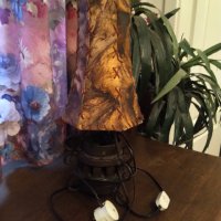 Антикварна нощна лампа чугун естествена кожа , снимка 1 - Антикварни и старинни предмети - 29684514
