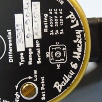 пресостат диференциален Bailey&Mackey 3311 9-90psi pressure switch, снимка 3 - Резервни части за машини - 37177647