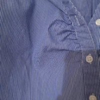 Нова H&M дамска риза с къс ръкав синьо бяло райе S размер офис, снимка 4 - Ризи - 37137837