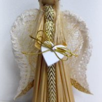 Коледен ангел от слама, снимка 2 - Коледни подаръци - 31115345