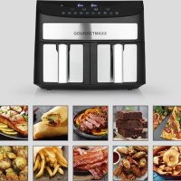 Фритюрник с горещ въздух Airfryer MAXXMEE двойна кошница 2400W черен, снимка 2 - Фритюрници - 43628202