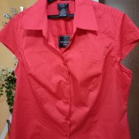 Червена памучна дамска риза, снимка 1 - Ризи - 40662733