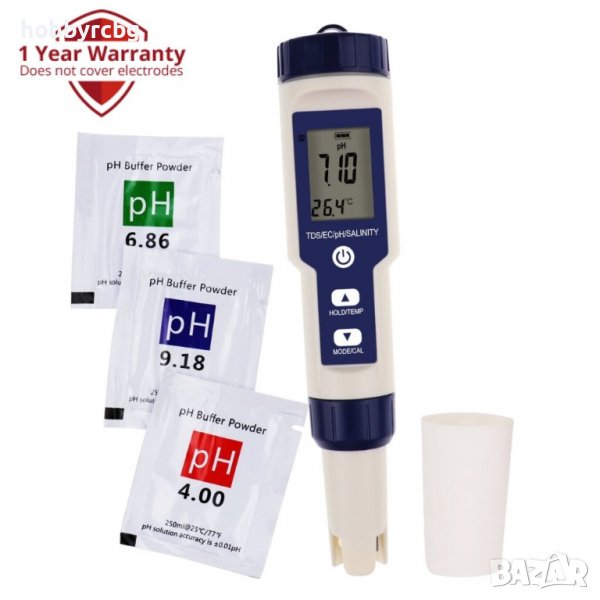 5-в-1 тестер за pH,TDS,EC, соленост, температура, WQM-303, снимка 1
