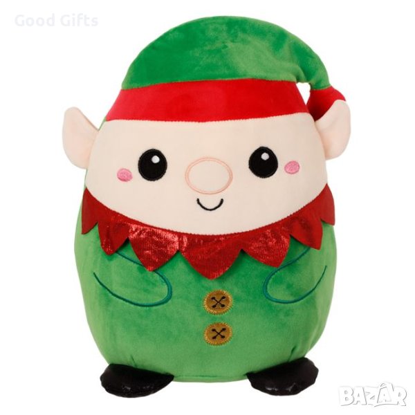 Коледна плюшена играчка-възглавничка, Коледен елф, 34см, снимка 1