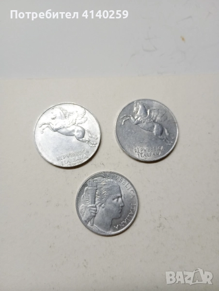 Италия монети 10 лири 1949 г 1950 г 5 лири 1949 г , снимка 1