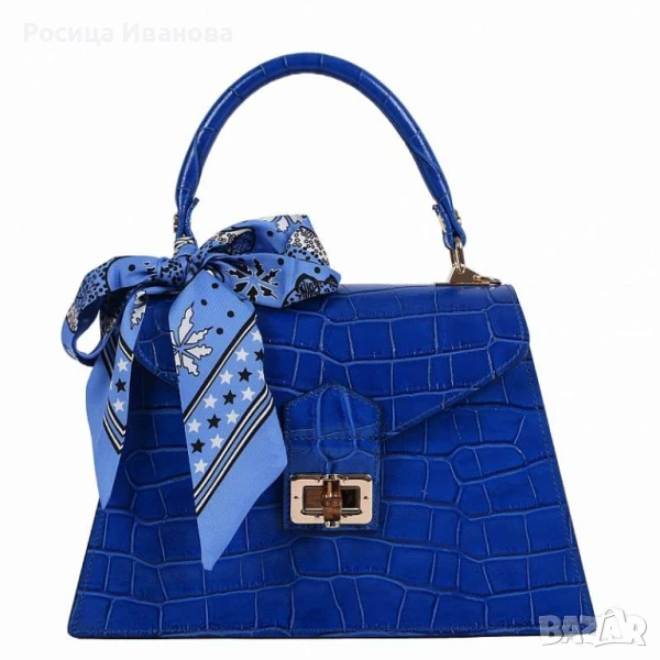 VERA "Azulena" - Луксозна Италианска Чанта от Естествена Кожа, кралско син цвят

, снимка 1