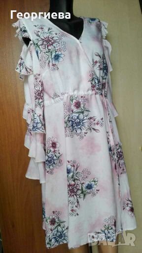 Нова рокля на цветя, с отворени рамена👗🍀L,XL👗🍀арт.451, снимка 1