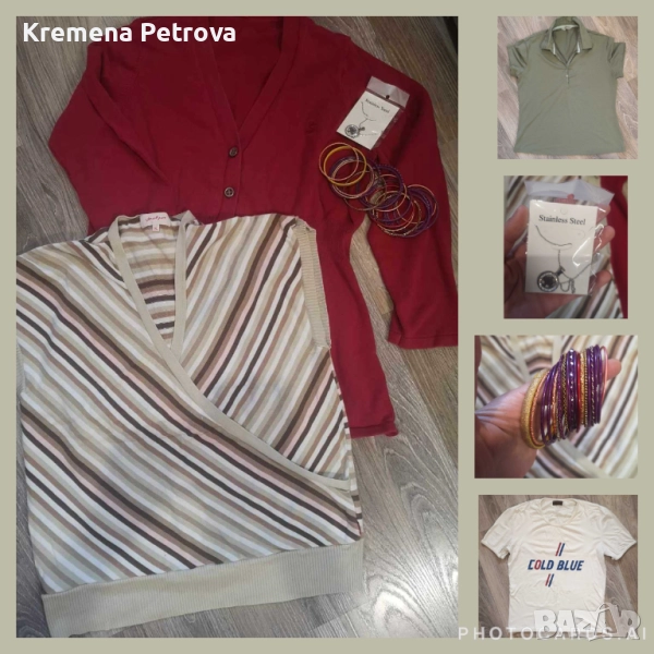 Лот L: жилетка, блуза, 20 броя гривни, колие и 2 броя тениски, снимка 1