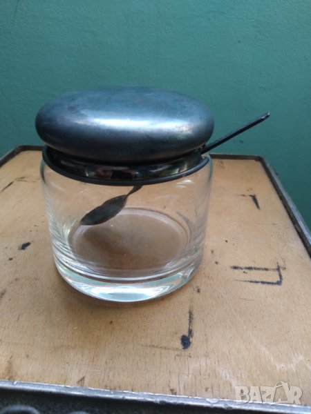 стара захарница с лъжичка, снимка 1